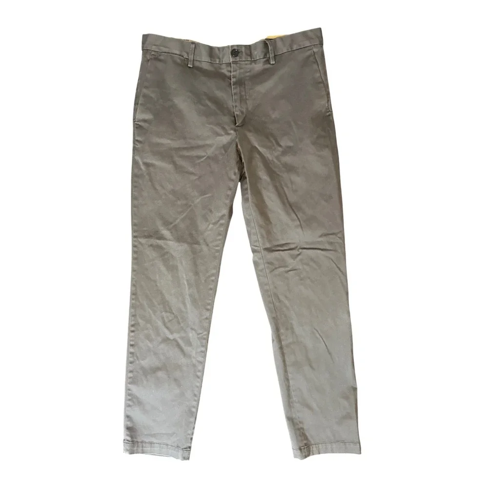 Banana Republic Slim Chino Pants Mens 34x32 Grey Stretch Cotton Twill Trousers